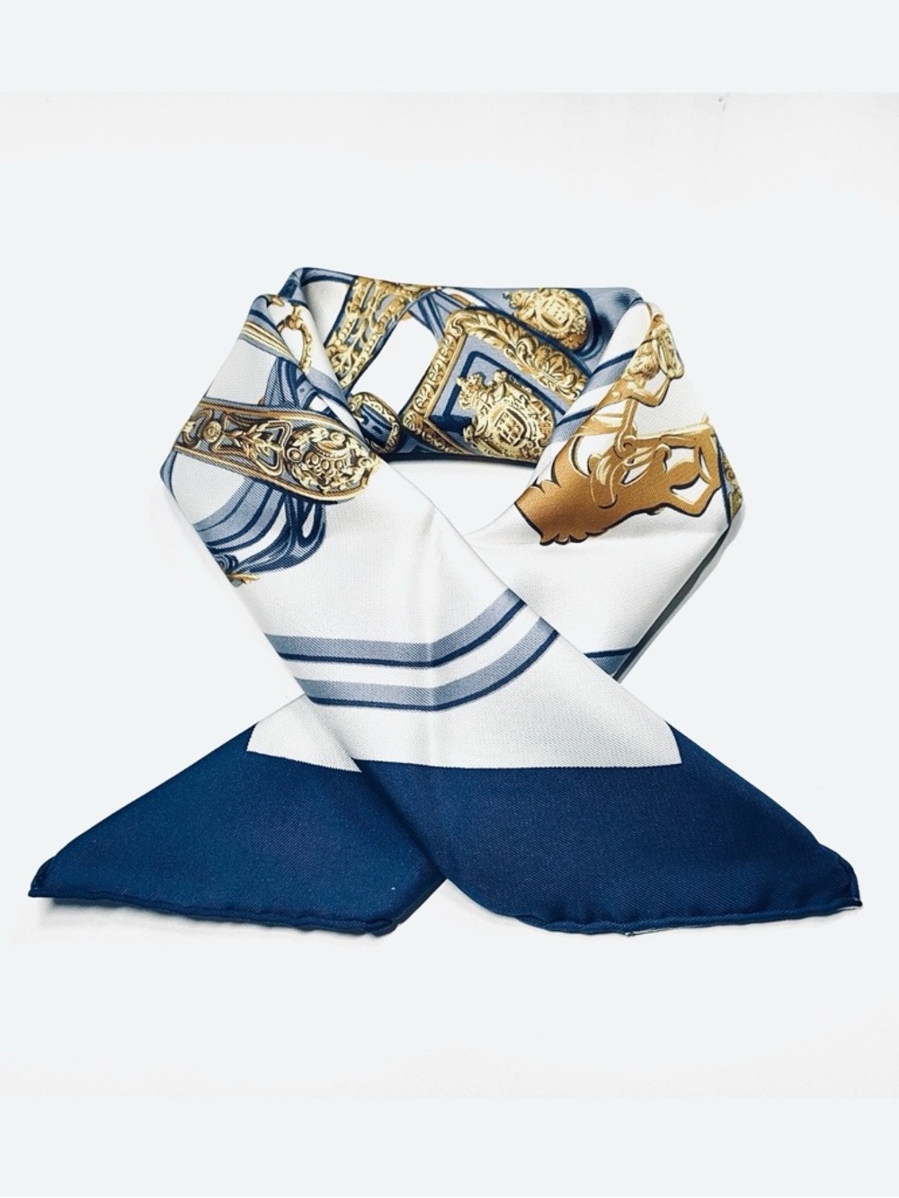 Hermès—“Brides de Gala” Navy Silk Scarf, Vintage - Picture 8 of 9